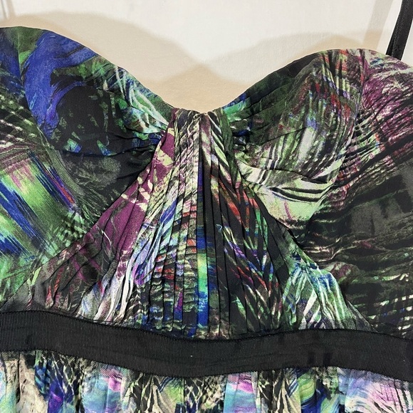 BCBMax Azria Tae Midnight Palm Print Silk Evening Gown Flowy Size 08 - Picture 6 of 13